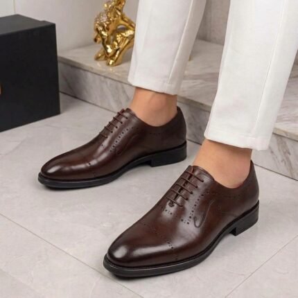 High-Shine Calfskin Genuine Leather Oxford Shoe